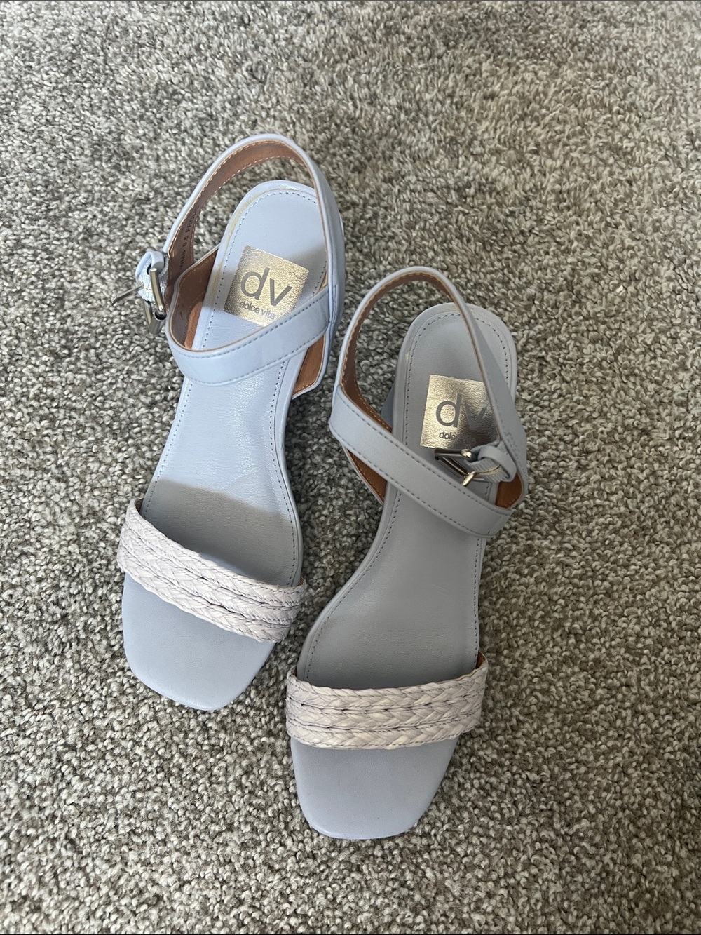 DV by Dolce Vita Pale Blue Braided Front Strap Slingback Sandals